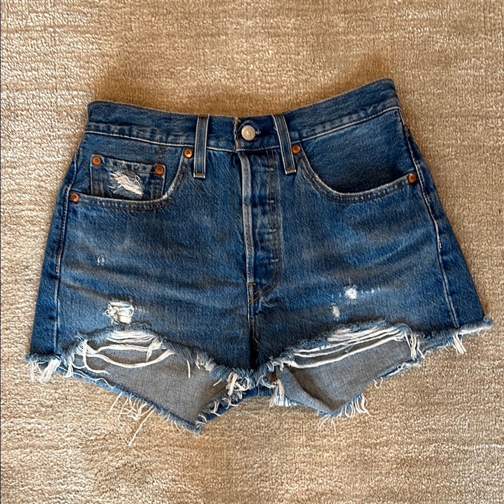 Levi's 501 Jean Shorts Distressed Frayed Hem